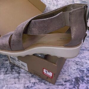 Collection by Clark’s Pewter Sandals with Wedge Heel